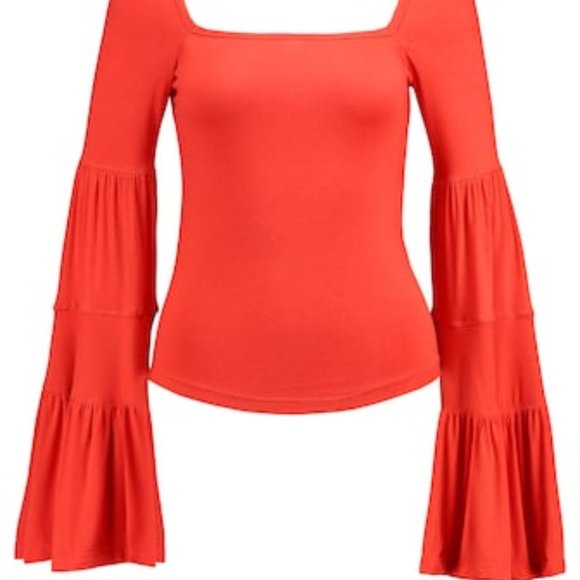 Free People Tops - FREE PEOPLE  Babetown Bell Sleeve Top red Sz L